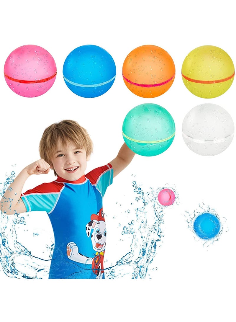 Sweet seven مجموعة 6 قطع من بالونات الماء القابلة لإعادة الاستخدام - كرات رذاذ قابلة للتعبئة لألعاب الماء المثيرة. تعبئة سريعة وختم ذاتي. مثالية لمعارك الماء، المرح الصيفي، الحفلات، ولعب المسبح. - Image 3