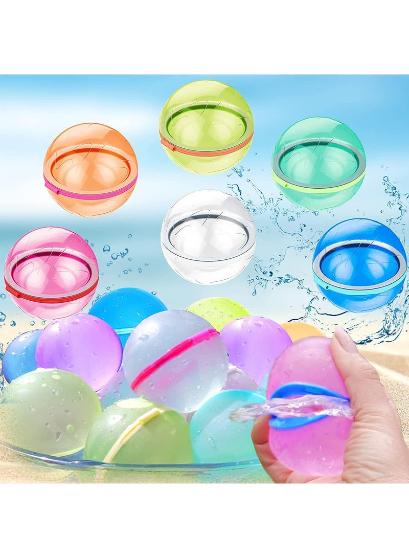 Sweet seven مجموعة 6 قطع من بالونات الماء القابلة لإعادة الاستخدام - كرات رذاذ قابلة للتعبئة لألعاب الماء المثيرة. تعبئة سريعة وختم ذاتي. مثالية لمعارك الماء، المرح الصيفي، الحفلات، ولعب المسبح. - Image 2