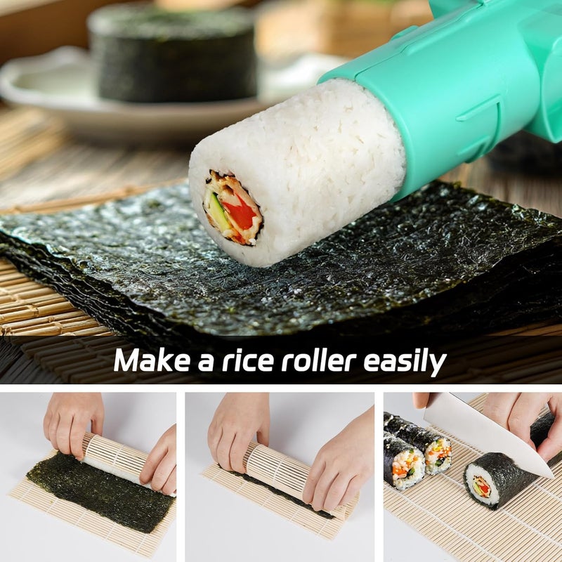 AISHN Sushi Roller 11.8 inches Sushi Bazooka Sushi Maker Chef Tool Rice Roller Durable Rice Maker Machine Mold-for Easy Sushi Cooking Cyan - Image 4