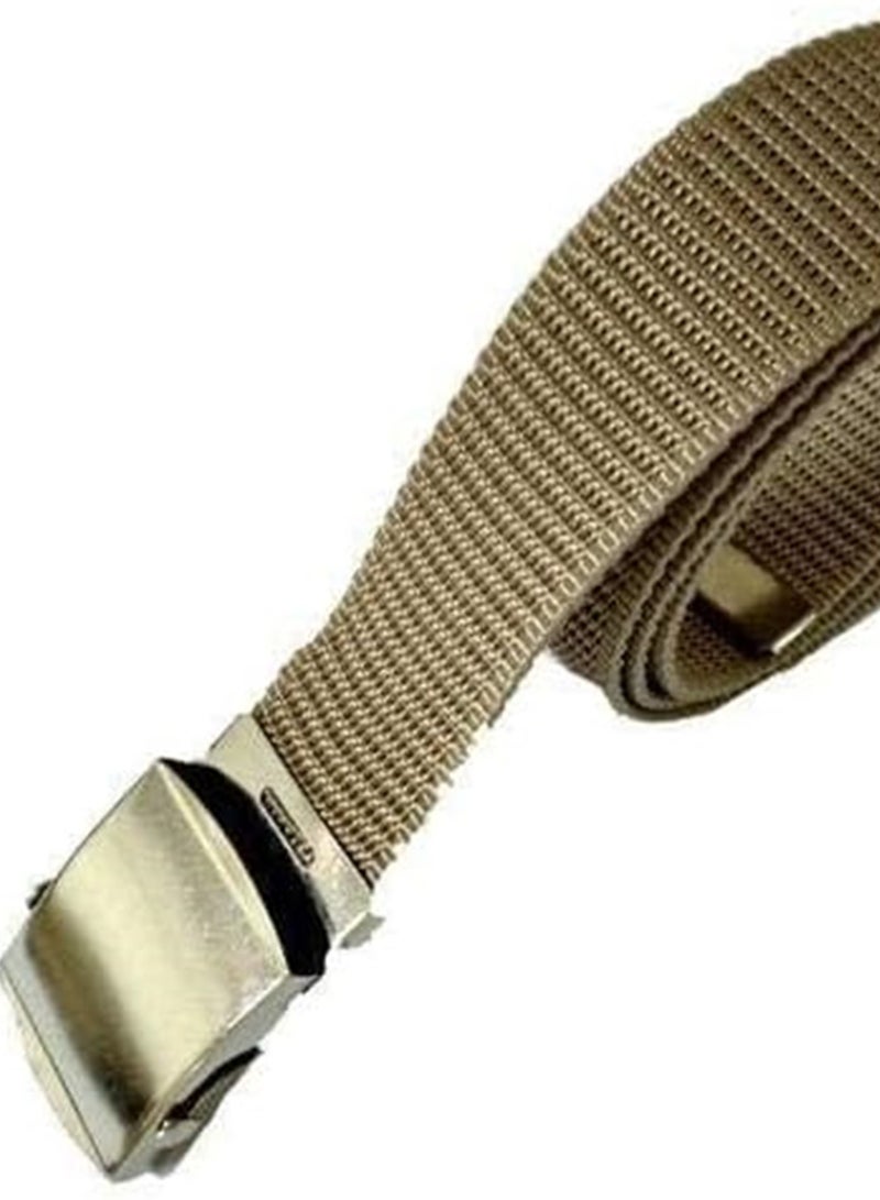 Durable beige Canvas Belt With Silver Metal Buckle, Ideal For Everyday Application - Image 2