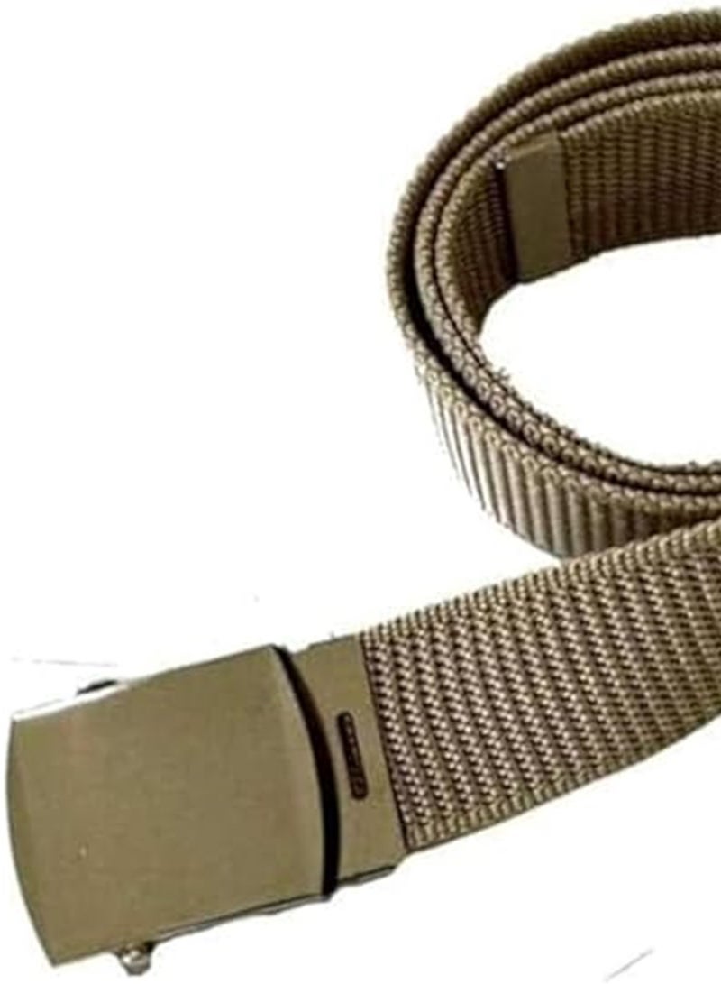 Durable beige Canvas Belt With Silver Metal Buckle, Ideal For Everyday Application - Image 1
