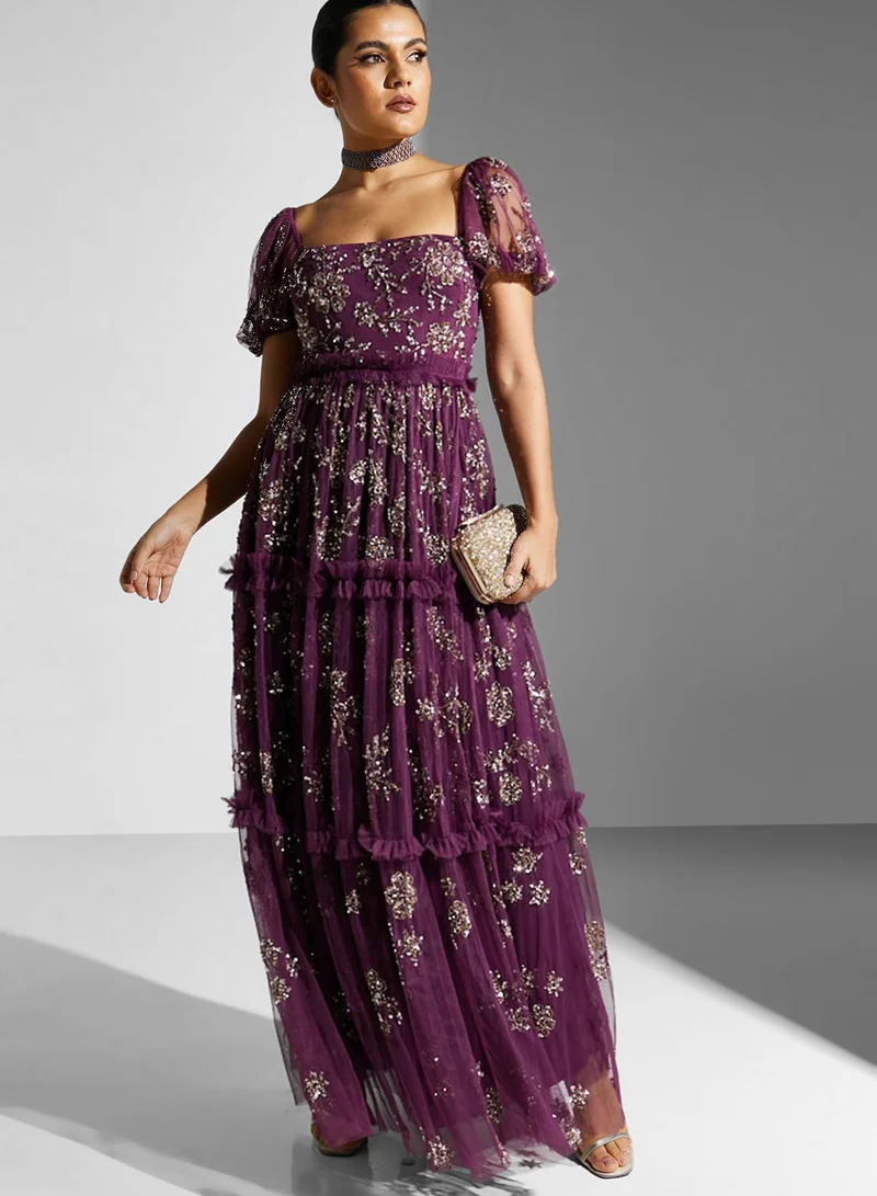 Maya Floral Printed Ruffle Dress