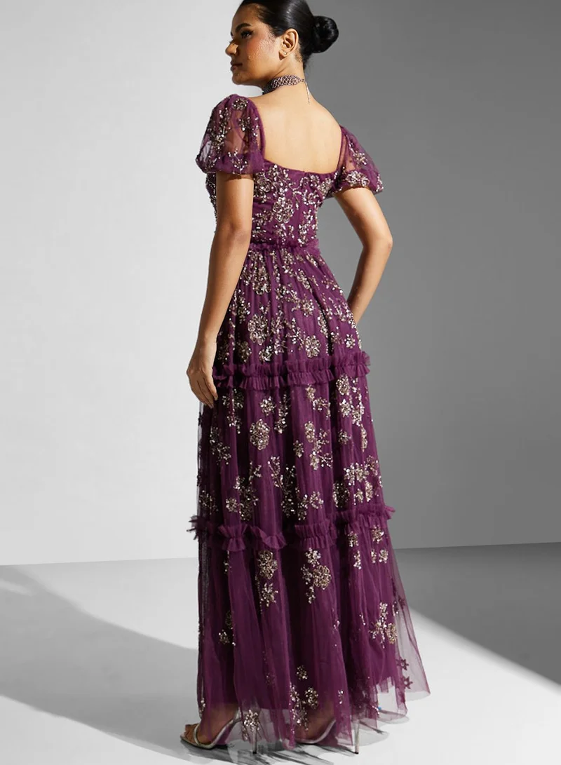 Maya Floral Printed Ruffle Dress