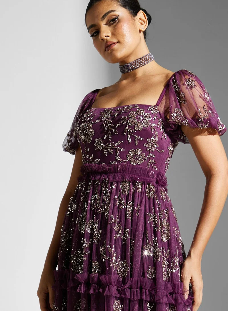 Maya Floral Printed Ruffle Dress