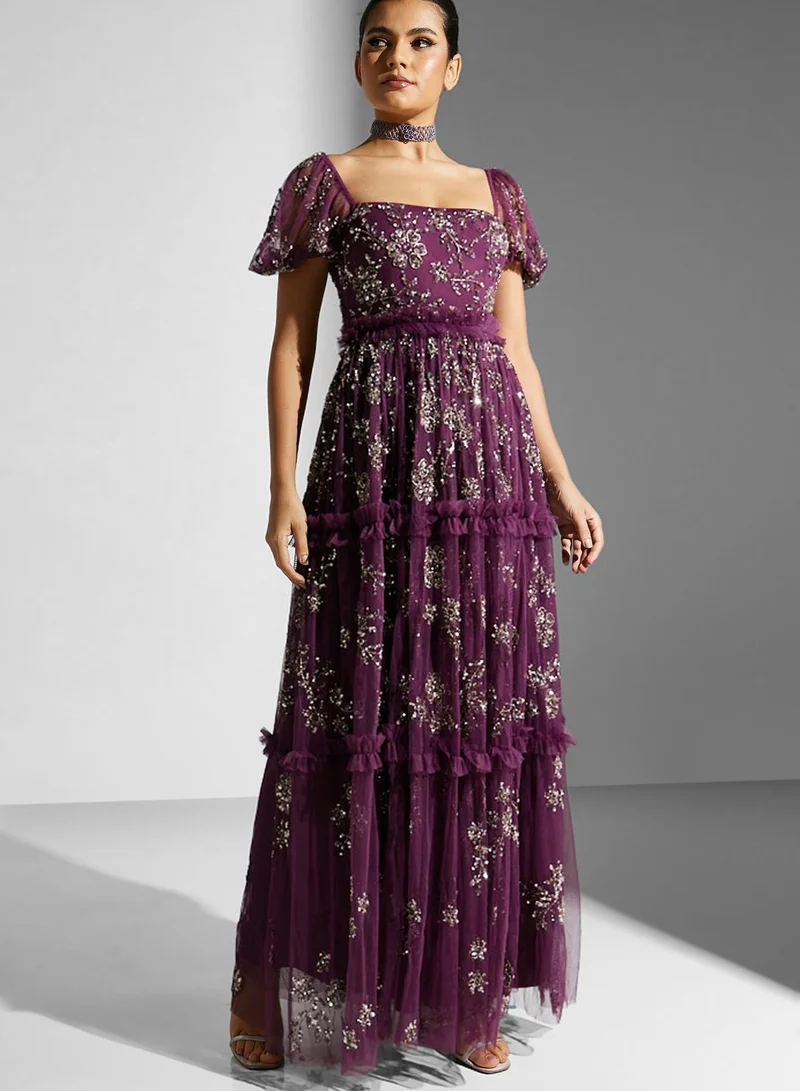 Maya Floral Printed Ruffle Dress