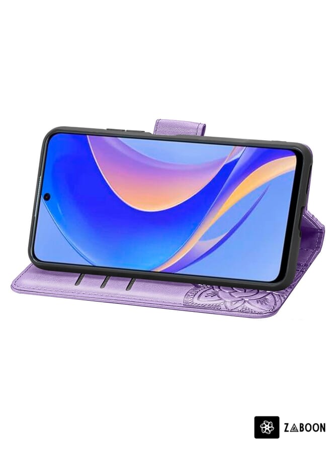 Zaboon Protective Case Cover For Huawei nova Y90 Butterfly Love Flower Embossed Horizontal Flip Leather Case with Bracket / Card Slot / Wallet / Lanyard - Image 3