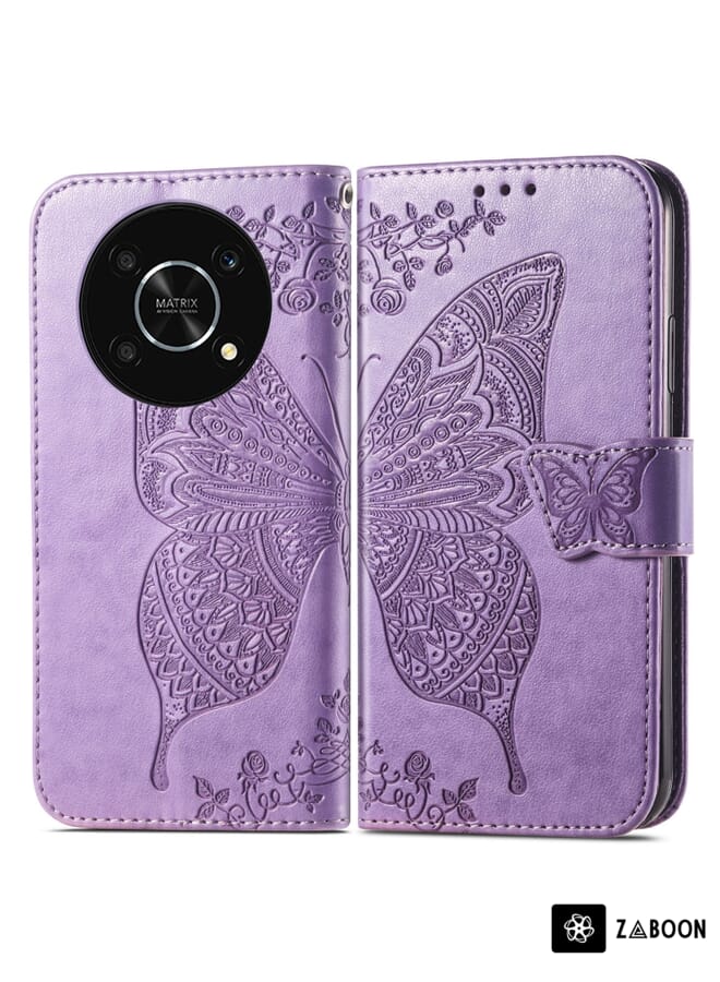 Zaboon Protective Case Cover For Huawei nova Y90 Butterfly Love Flower Embossed Horizontal Flip Leather Case with Bracket / Card Slot / Wallet / Lanyard - Image 2