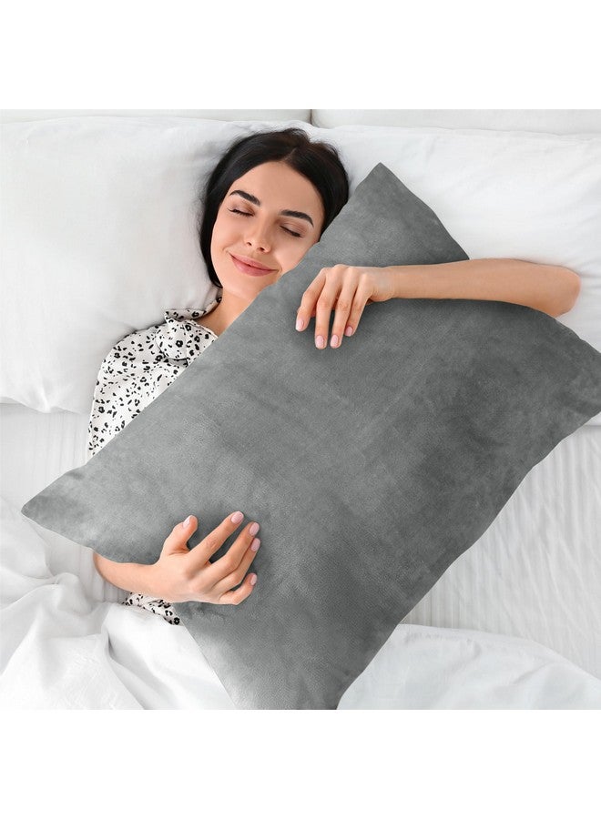 BEDELITE Flannel Pillowcases Standard Set of 2, Super Soft Fleece Pillow Case Cover with Zipper for Bedroom, Sofa, Couch,Luxury Cozy Fuzzy Velvet Pillow Shams for All Seasons(20x26 Inches, Gray) - Image 5