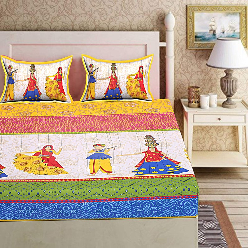 Ealth Kart Cotton Classic 144 TC Bedsheet (Double_Yellow) - Image 5
