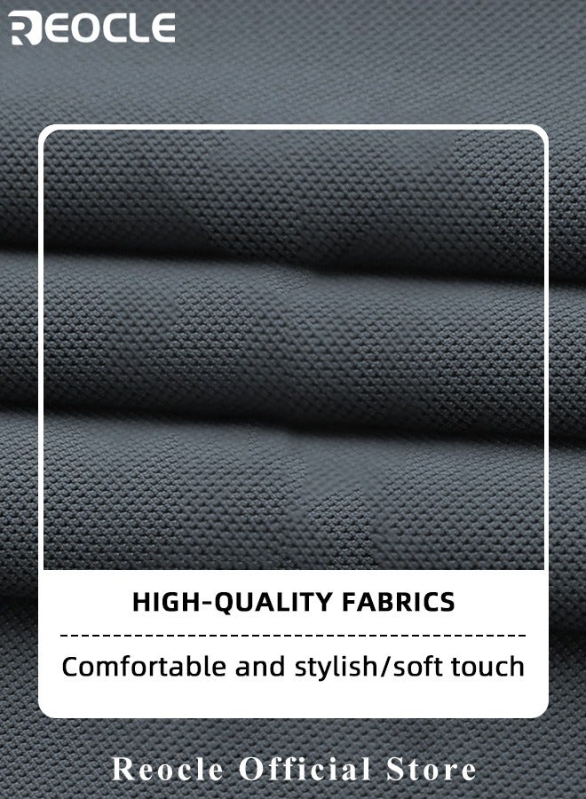 REOCLE Men’s Polo Shirts Short Sleeve Tactical Shirts Performance Athletic Moisture Wicking Golf Shirt Business Casual Ice Silk Lapel Top for Men  - Image 3