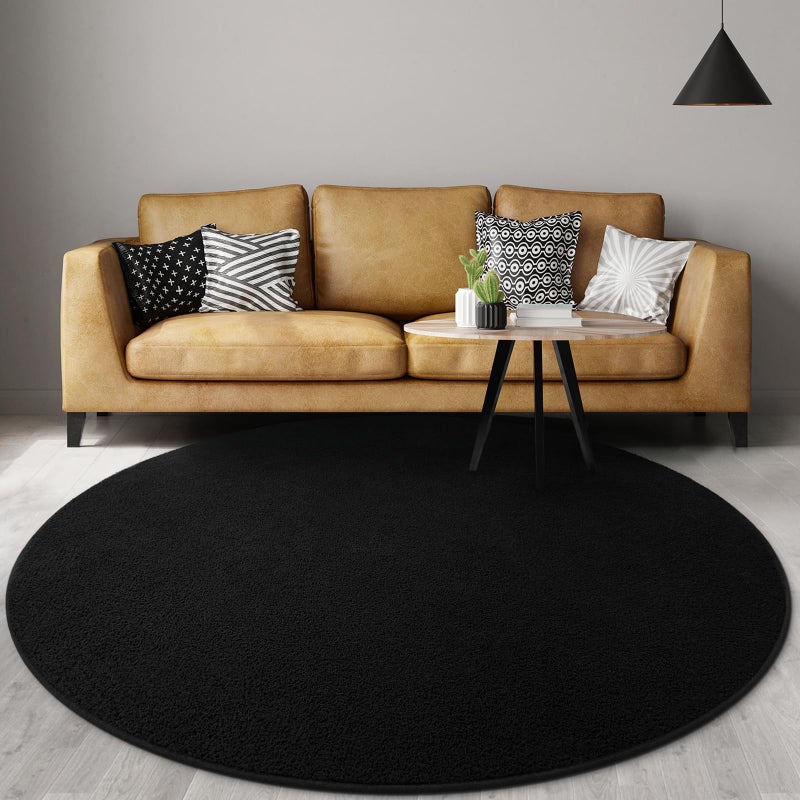 Gifeas Ultra Soft Round Area Rugs for Living Room Bedroom, 4x4 Feet Black Thickened Memory Foam Modern Indoor Circle Carpets, Non-Slip Comfy Circular Rug for Boys Girls Nursery Room Home Decor - Image 3