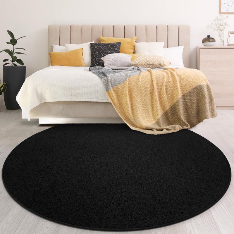 Gifeas Ultra Soft Round Area Rugs for Living Room Bedroom, 4x4 Feet Black Thickened Memory Foam Modern Indoor Circle Carpets, Non-Slip Comfy Circular Rug for Boys Girls Nursery Room Home Decor - Image 4