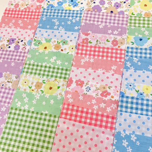 Antetek 7Pcs 9.8" x 9.8"(25 * 25CM) Cotton Fabric DIY Making Supplies Quilting Patchwork Fabric Fat Quarter Bundles DIY for Quilting Cotton Patchwork Cushions (42pcs pinkgreen, 9.8" x 9.8") - Image 1