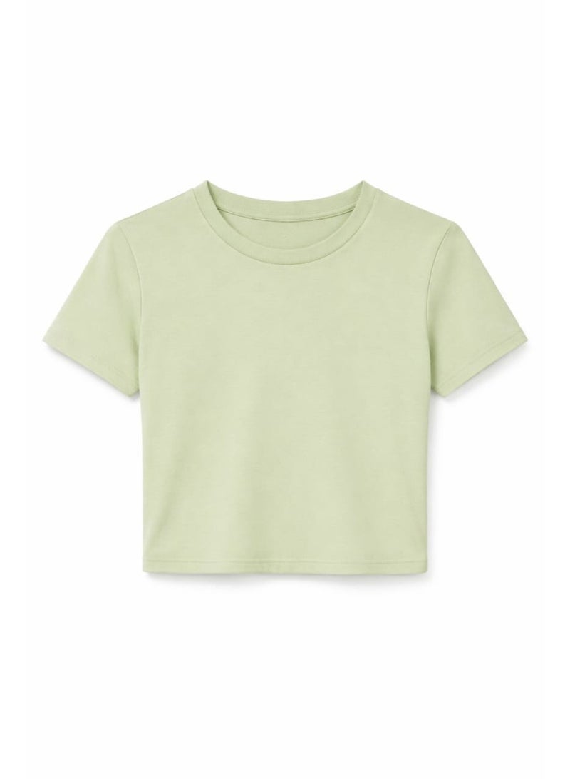Don't Call Me Jennyfer T-Shirt - Solid Short-Sleeve Crop Light Green - Image 3