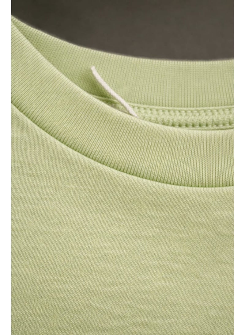 Don't Call Me Jennyfer T-Shirt - Solid Short-Sleeve Crop Light Green - Image 5