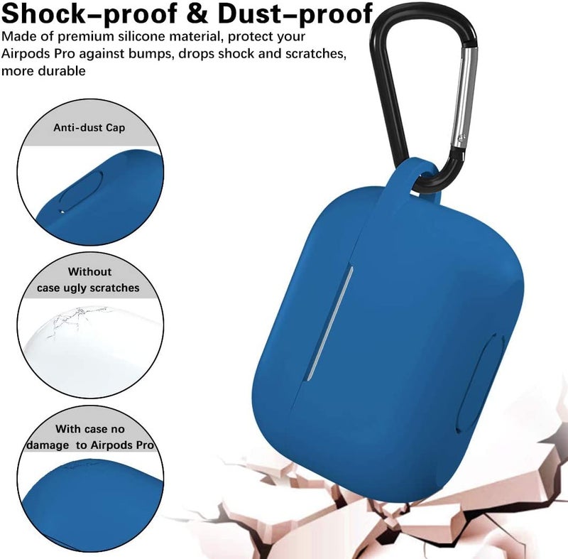 Lerobo Compatible with AirPods Pro Case 2019,Shock-Proof Silicone Skin Full Protective Cover for Airpods Pro 2,Supports Wireless Charging with Durable Carabiner Front LED Visible,Blue - Image 5