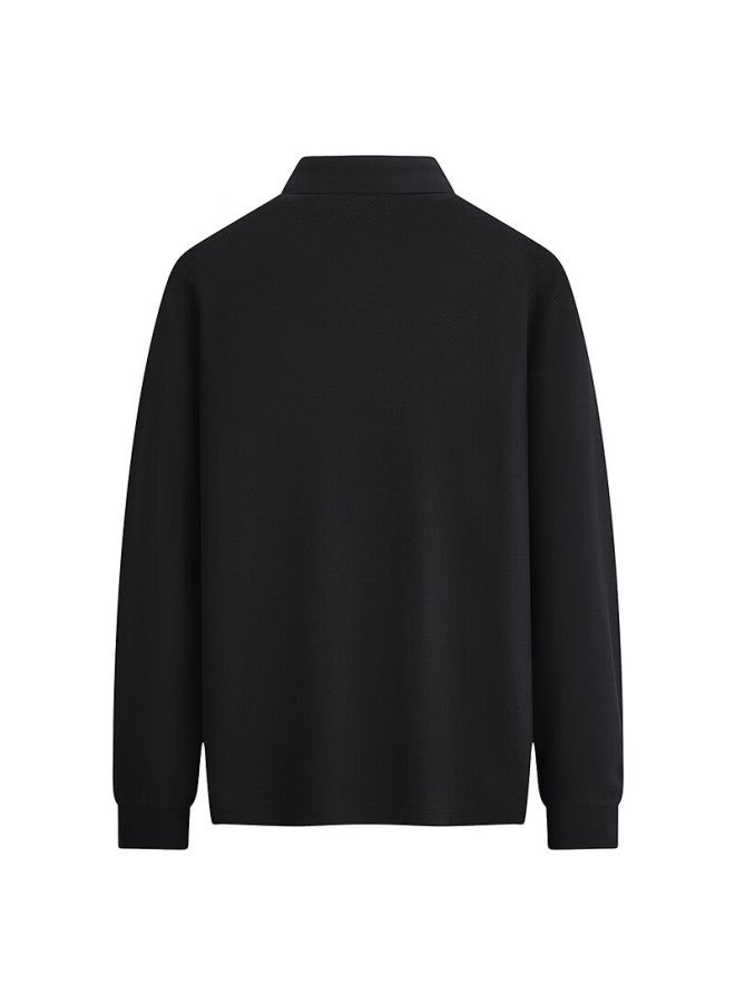 Dancing With Wolves Long-sleeve Men's Polo Shirt, Comfortable Commuter Fit, Non-deforming After Multiple Washes, Black 001, 2XL