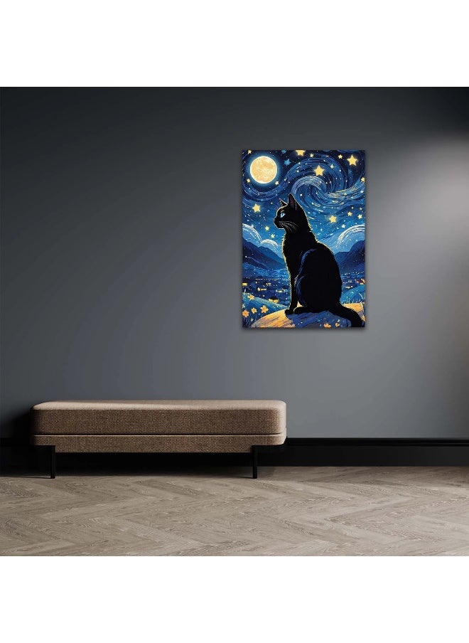 Walliv - Gogh'S Starry Night Whiskers Artwork Wall Art For Home Decor 100x150 cm. - Image 1