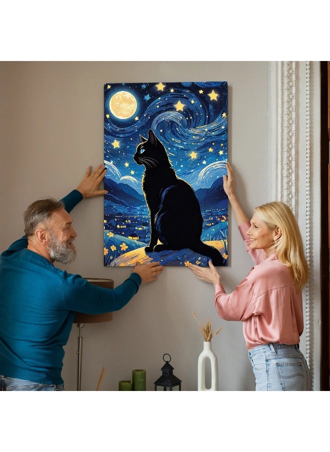 Walliv - Gogh'S Starry Night Whiskers Artwork Wall Art For Home Decor 100x150 cm. - Image 1