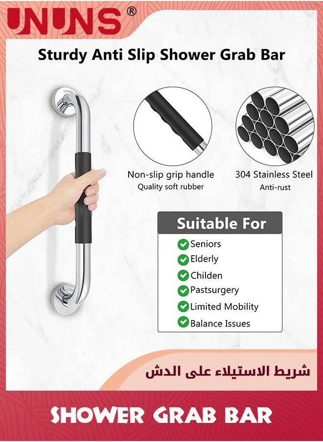UNUNS 2 Pack Grab Bars For Bathroom, 16 Inch(40cm) Shower Grab Bar 16inch Stainless Steel Anti Slip Bathroom Handicap Grab Bars,Applicable To Bathroom Shower,Silver  - Image 3