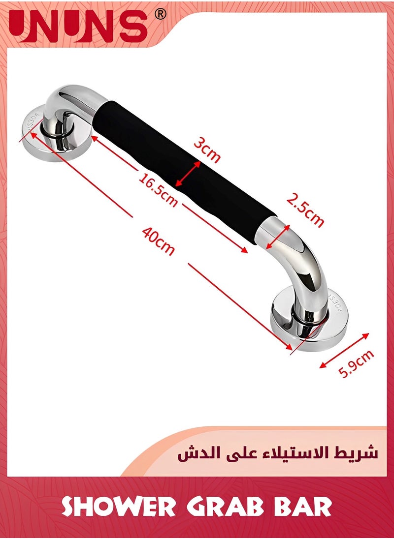 UNUNS 2 Pack Grab Bars For Bathroom, 16 Inch(40cm) Shower Grab Bar 16inch Stainless Steel Anti Slip Bathroom Handicap Grab Bars,Applicable To Bathroom Shower,Silver  - Image 2