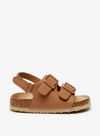 Boy's Solid Buckle Accented Sandals With Hook And Loop Closure