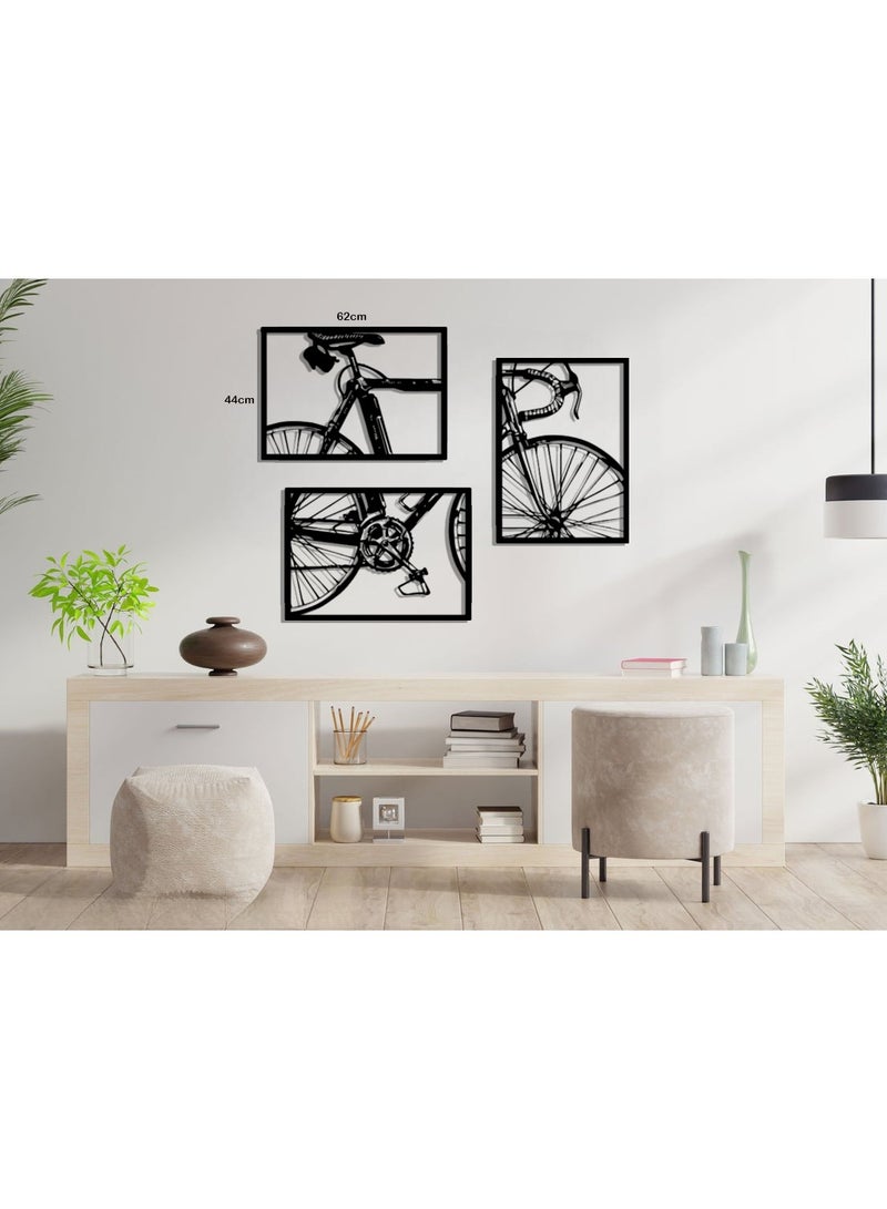 Metal 3 Pcs SET of Bicycle Metal Wall Art Frame  - Image 1