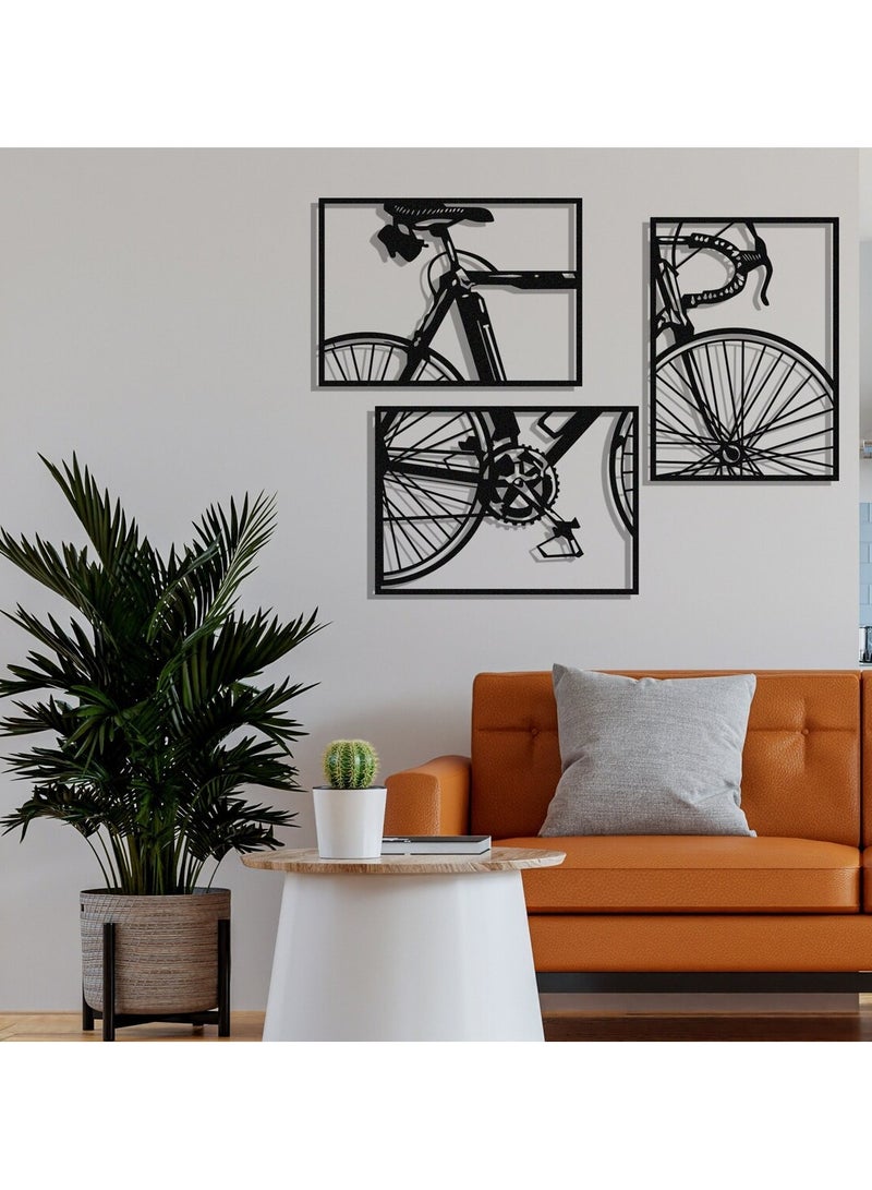 Metal 3 Pcs SET of Bicycle Metal Wall Art Frame  - Image 2