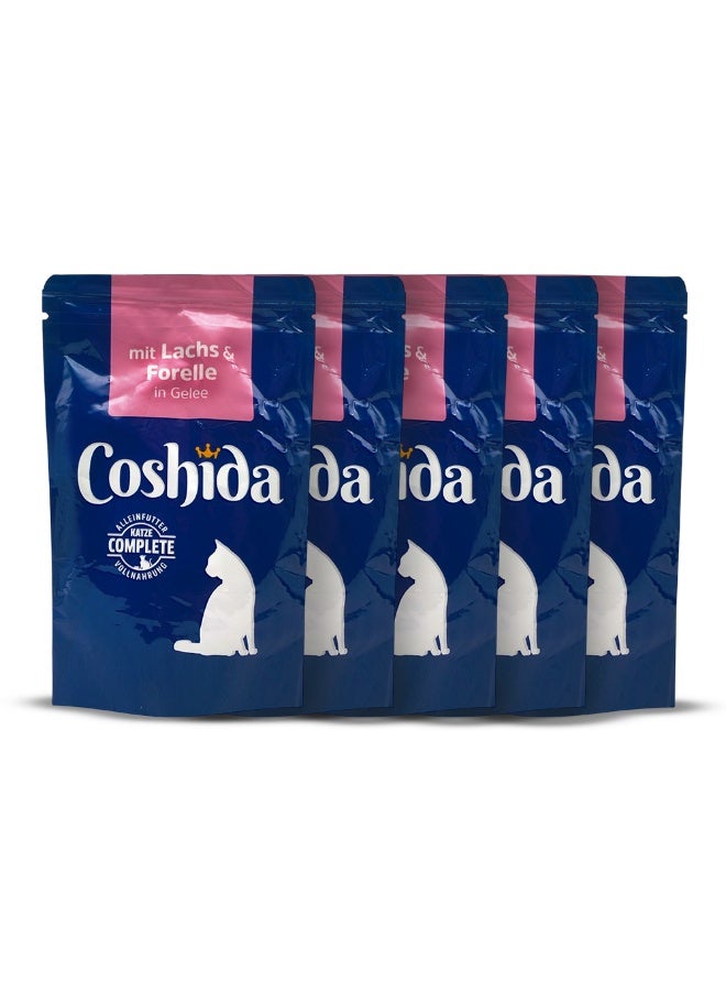 كوشين طعام كوشيدا الرطب في كيس جيلي للقطط البالغة 100 جرام مع سمك السلمون والتروت - Image 1