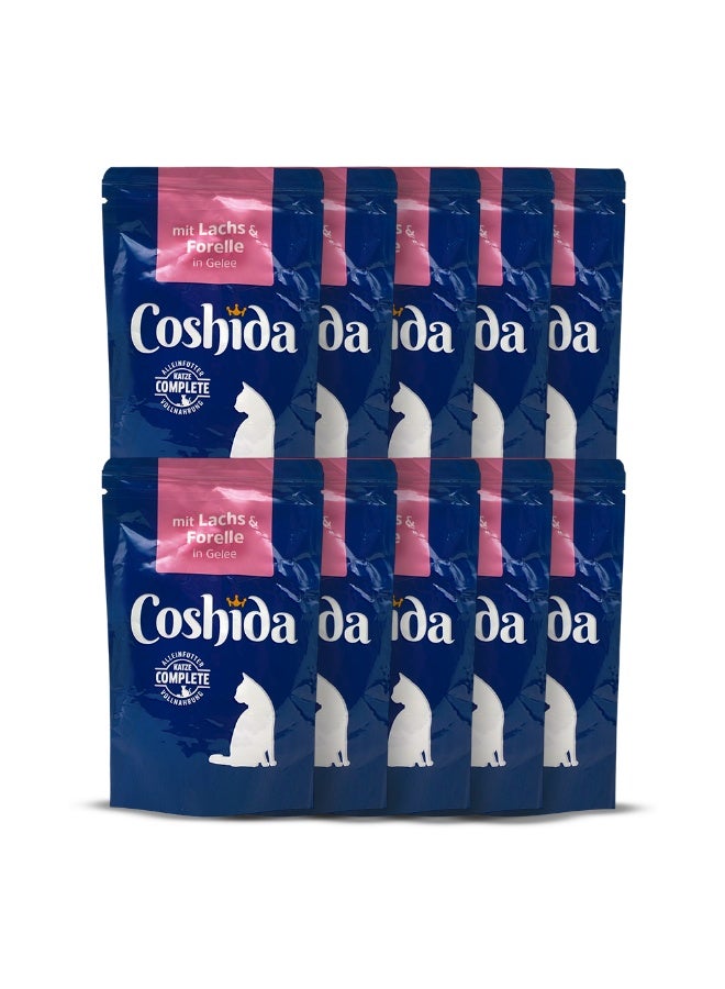 كوشين طعام كوشيدا الرطب في كيس جيلي للقطط البالغة 100 جرام مع سمك السلمون والتروت - Image 2