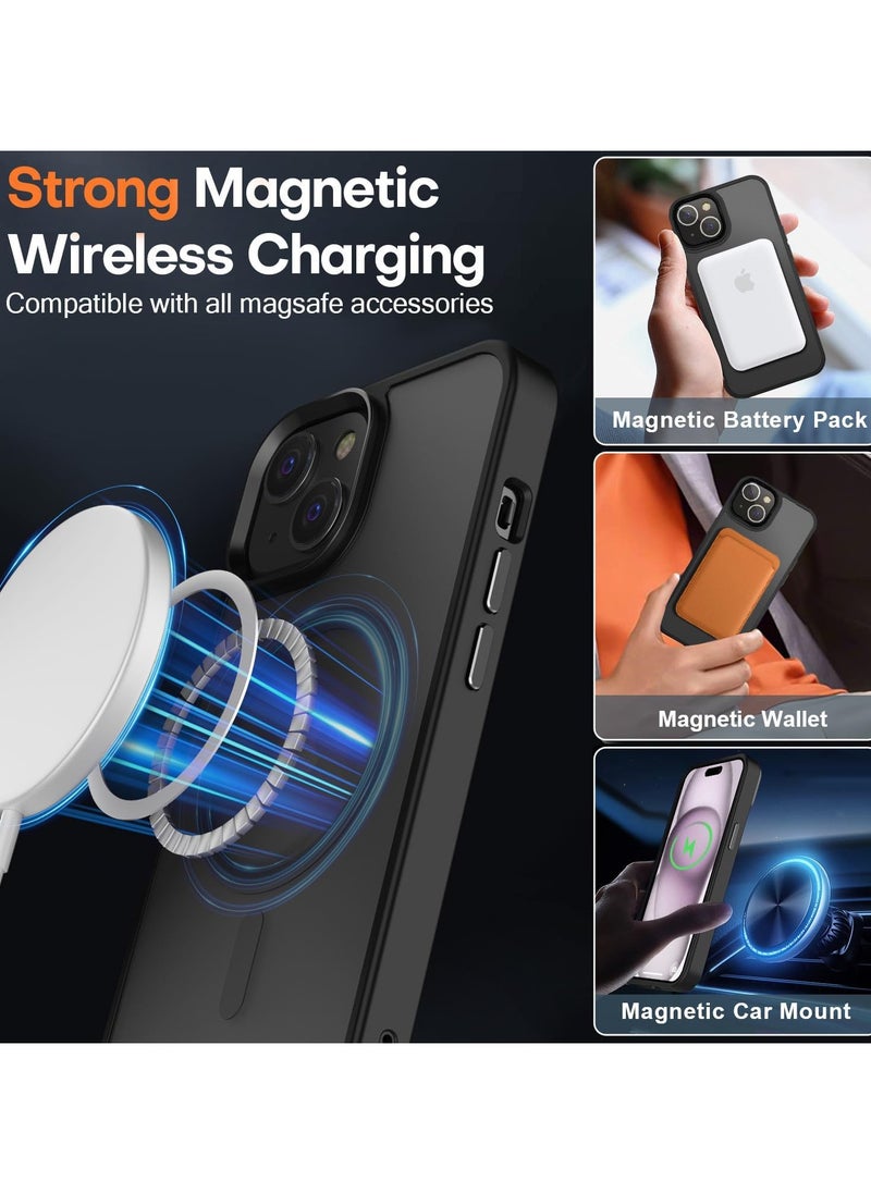 ماركة غير محددة - حالة مغناطيسية لـ iPhone 13/14 Case متوافقة مع حماية Magsafe العسكرية للصف العسكري ، حالة الهاتف غير اللامع المضاد للصدمات (أسود) - Image 1