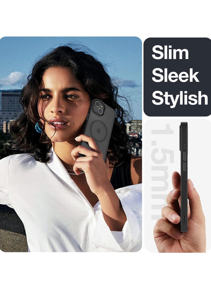 ماركة غير محددة - حالة مغناطيسية لـ iPhone 13/14 Case متوافقة مع حماية Magsafe العسكرية للصف العسكري ، حالة الهاتف غير اللامع المضاد للصدمات (أسود) - Image 1