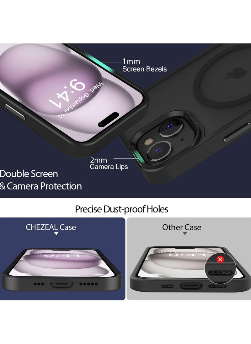 ماركة غير محددة - حالة مغناطيسية لـ iPhone 13/14 Case متوافقة مع حماية Magsafe العسكرية للصف العسكري ، حالة الهاتف غير اللامع المضاد للصدمات (أسود) - Image 1
