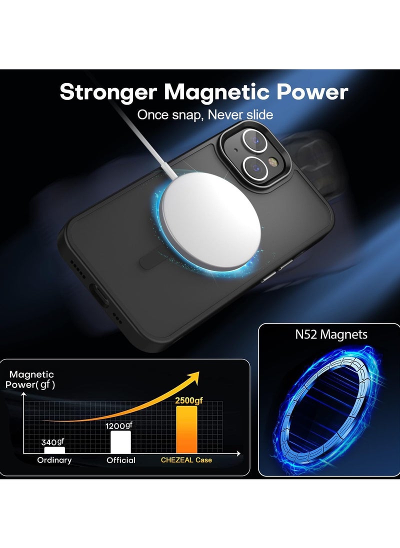 ماركة غير محددة - حالة مغناطيسية لـ iPhone 13/14 Case متوافقة مع حماية Magsafe العسكرية للصف العسكري ، حالة الهاتف غير اللامع المضاد للصدمات (أسود) - Image 1