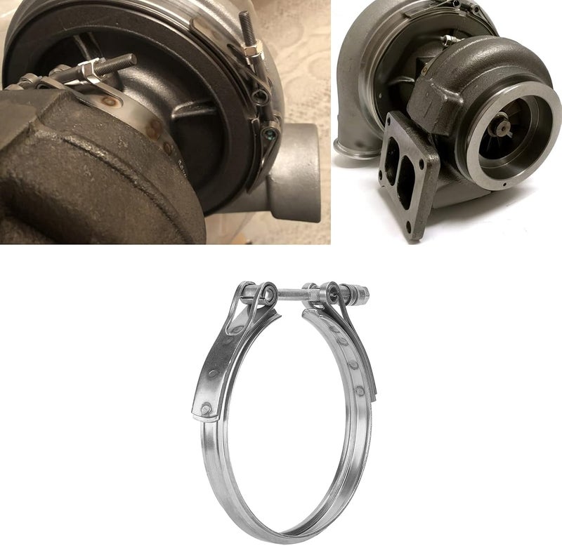 كلاراكو 186917، مشبك توربو V عالي التحمل ومقاوم للتآكل، مشبك شريط V مقاس 5.5 بوصة × 5.9 بوصة، بديل لـ Holset HX52 HX55 للسيارة - Image 4