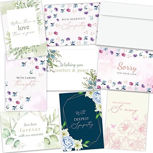 Hat Acrobat Sympathy Cards Bulk with 8 Unique Designs 3pcs Each - 24 Double Sided Sympathy Cards with Envelopes for Your Business - Perfect Condolence Cards with Envelopes (24) - Image 1