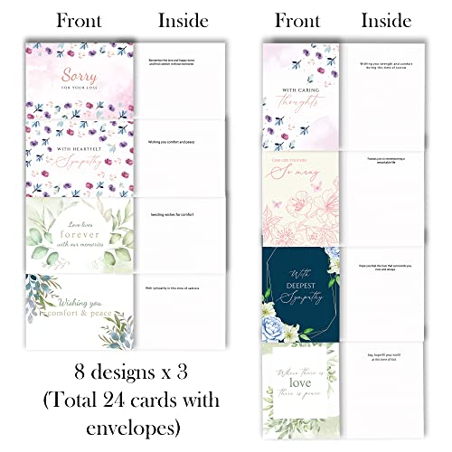 Hat Acrobat Sympathy Cards Bulk with 8 Unique Designs 3pcs Each - 24 Double Sided Sympathy Cards with Envelopes for Your Business - Perfect Condolence Cards with Envelopes (24) - Image 2