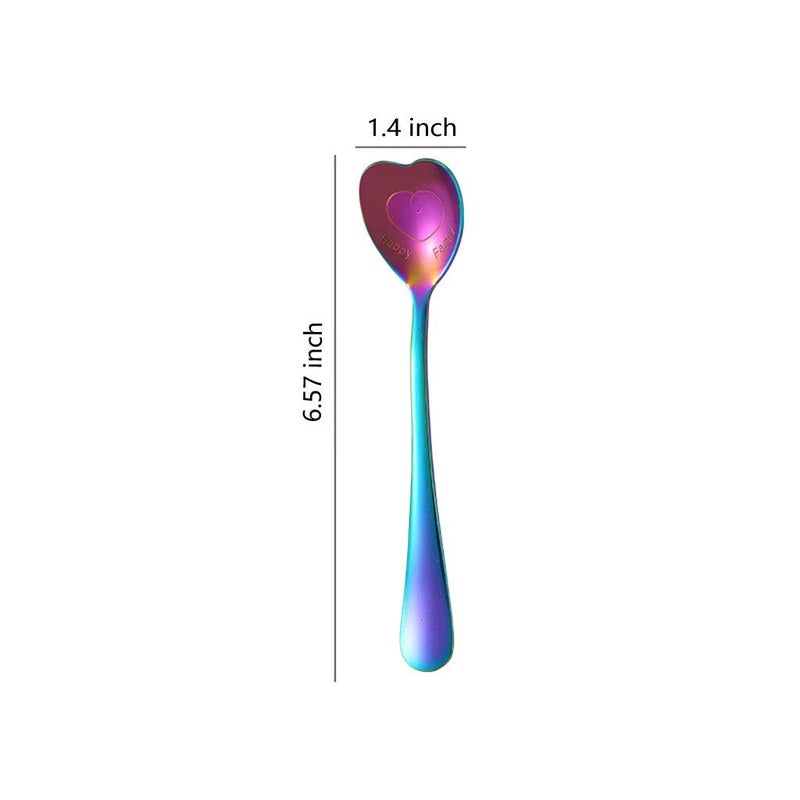 JYYHSF 7 Stainless Steel Spoons - Heart & Love Shaped, Coffee & Dessert Spoons, Multicolor Gift Set - Image 2