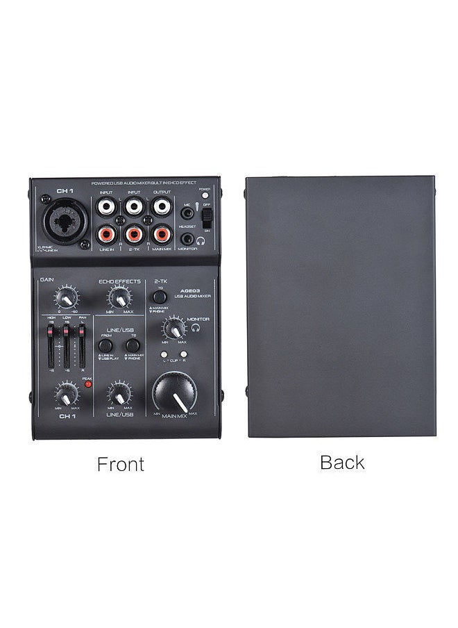AGE03 5-Channel Mini Mic-Line Mixing Console Mixer with USB Audio Interface Built-in Echo Effect USB Powered for Recording DJ Network Live Broadcast Karaoke