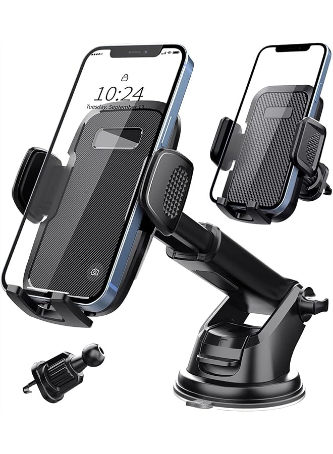 S-TOP Car Phone Holder Car Mount - Upgraded 3-in-1 Dashboard/Air Vent/Windscreen, One-button Release, Metal Hook Mobile Holder, Fit for iPhone 17/16/15/14, Samsung S25/24/23, 12.7-11.5" Accessories - Image 1