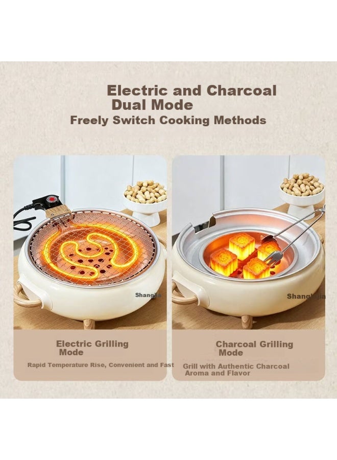 Suncojia Bbq Grill Charcoal And Electric Dual-use Stove Hot Pot Tea Stove Lamb Skewer Grill Wood Charcoal Frying Grill 304 Stainless Steel Grilling Net