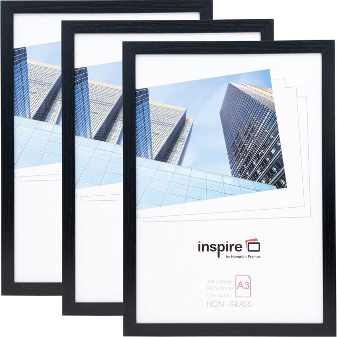 OXFORD A3 297X42CM BLACK POSTER FRAME ACRYLIC NONGLASS FRONT PACK OF 3