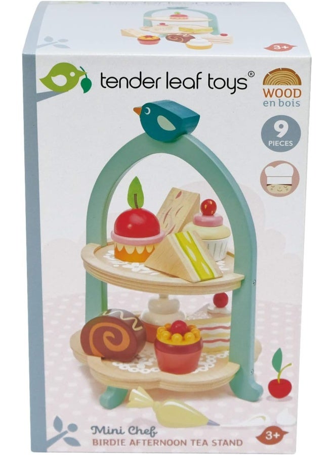 Tender Leaf Toys - Mini Chef Birdie Afternoon Tea Stand â€“ Realistic English Sandwich, Cake and Pastry Tower for Pretend Play High-Tea Party - Social, Creative, and Imaginative Role Play - Age 3+ - Image 4