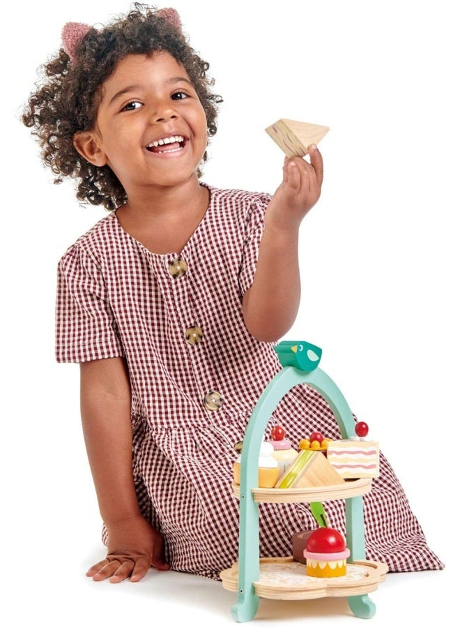 Tender Leaf Toys - Mini Chef Birdie Afternoon Tea Stand â€“ Realistic English Sandwich, Cake and Pastry Tower for Pretend Play High-Tea Party - Social, Creative, and Imaginative Role Play - Age 3+ - Image 2