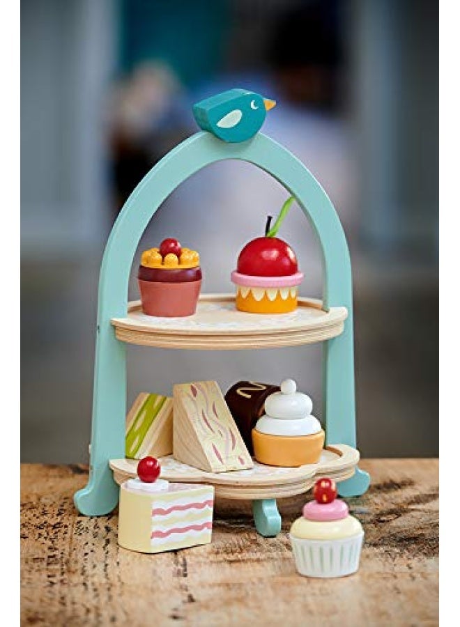 Tender Leaf Toys - Mini Chef Birdie Afternoon Tea Stand â€“ Realistic English Sandwich, Cake and Pastry Tower for Pretend Play High-Tea Party - Social, Creative, and Imaginative Role Play - Age 3+ - Image 5