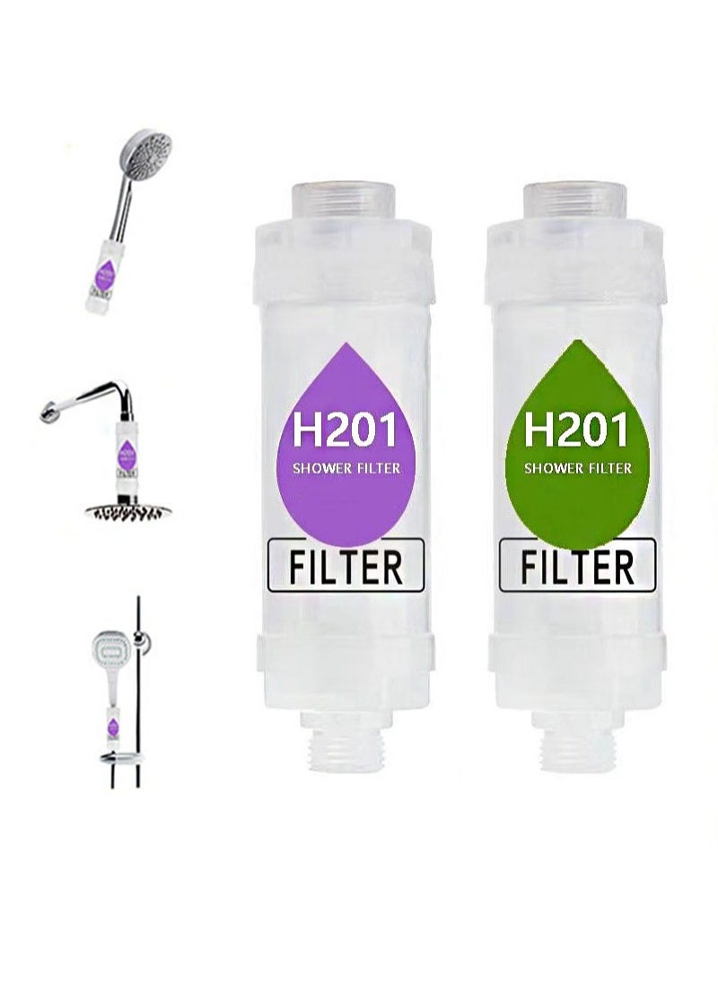 HaLunhi - 2 Pieces Vitamin C Shower Filter, Shower Head Filter for Removing Chlorine Fluoride Deposits, Water Purification with Beads, Helps with Dry Skin and Hair Loss, Easy to Install (Lavender + Pine Forest) - Image 1