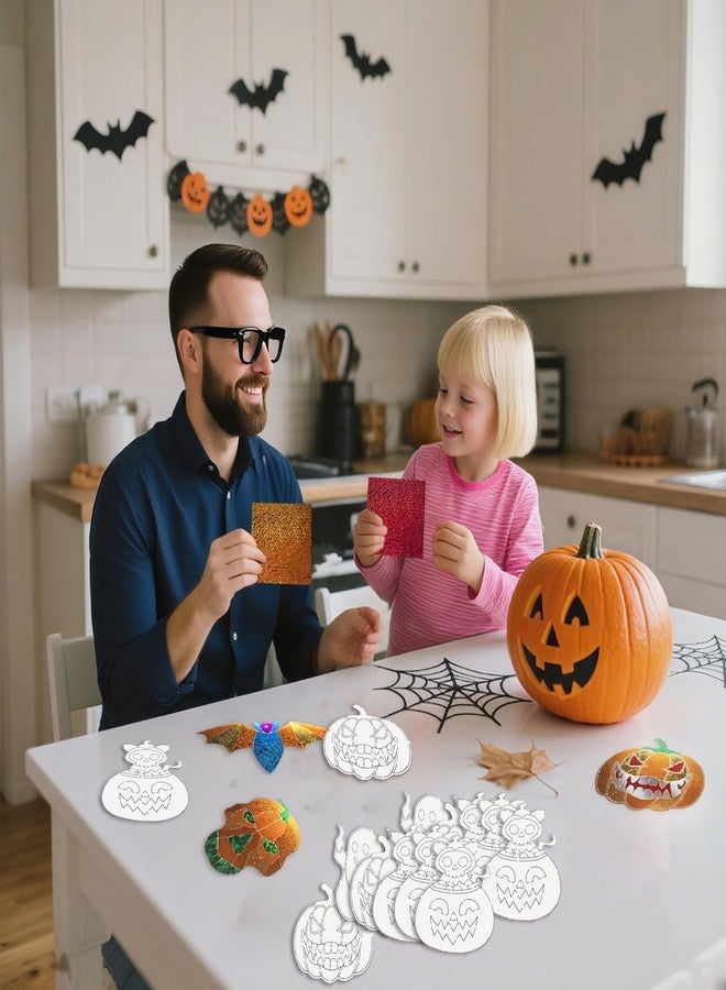 ام ال او ال ام مجموعة من ٢٤ قطعة من ورق القصدير الممتع لفنون الهالوين من MLOLM، أدوات فنية لرسم اليقطين باستخدام ورق القصدير، مع جمجمة خفاش اليقطين، وقط شبح | مشروع فني إبداعي للهالوين بدون فوضى، اصنعها بنفسك - Image 4