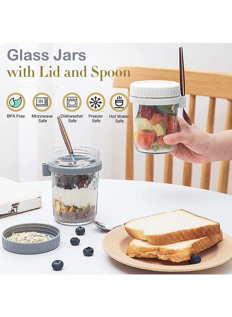 Bukela Portable Overnight Oatmeal Cup / Yogurt Cup / Breakfast Cup – White Cup + Spoon (2 sets) + Grey Cup + Spoon (2 sets) - Image 4