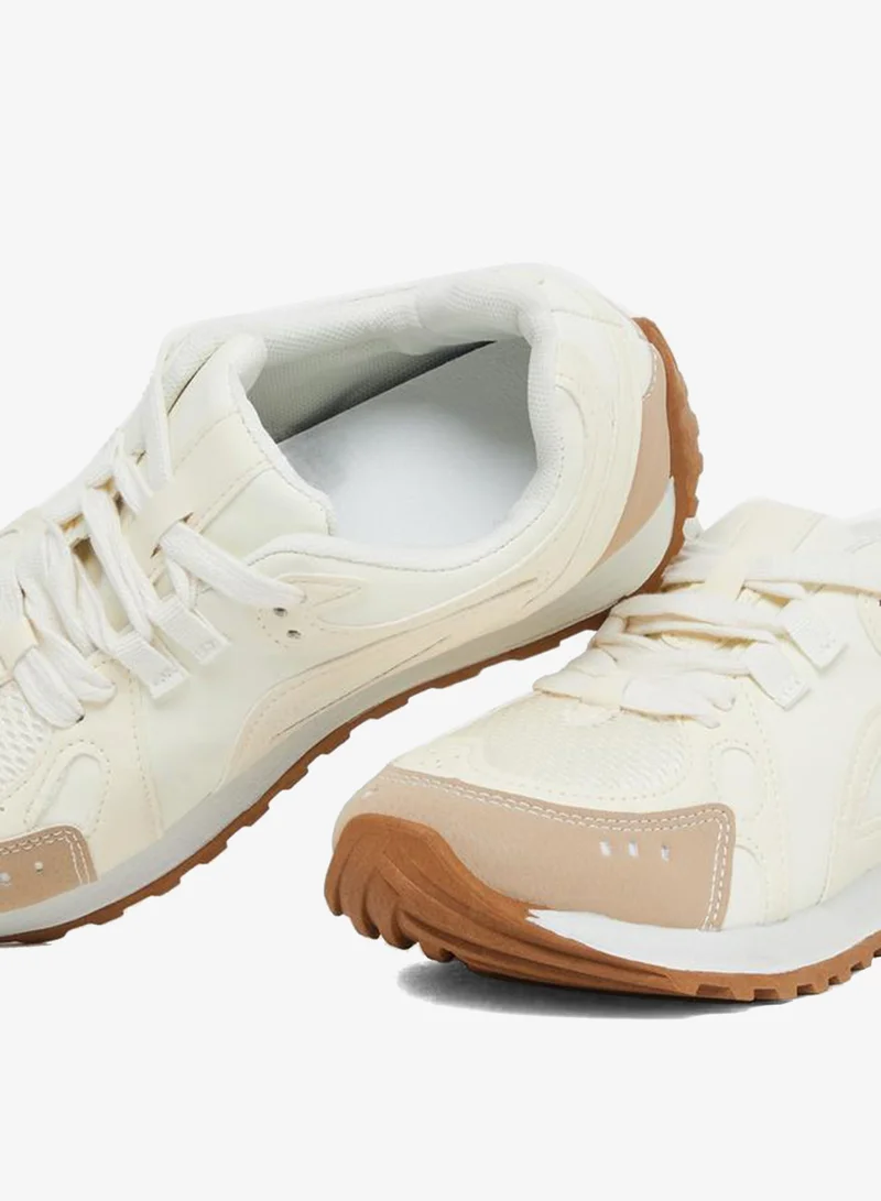 Styli  Panelled Lace Up Sneakers for Women | Best Price UAE