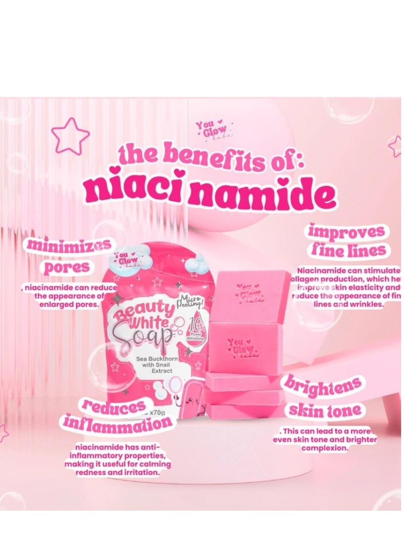 You Glow Babe 1 Bag You Glow Babe Beauty White Soap Sea Buckthorn with snail Extract (5 pcs*70g)  - Image 2